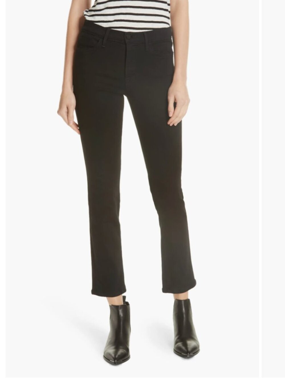 FRAME Le High Straight High Rise Jeans in Black Size 30